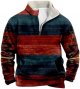 Winter Men's New Christmas Fashion Digital Printed Long Sleeve Stand Half Zip Plus Hoodie Contrast Jacket