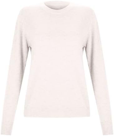 Women's Casual Crew Neck Solid Color Pullover Sweater Fitted Pullover Sweater