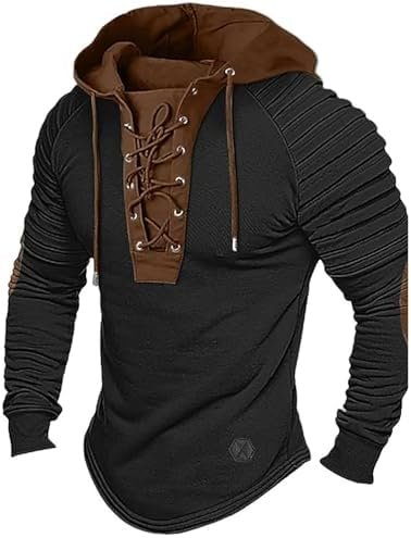 Sweatshirts For Men Long Sleeve Lace Up Pullover Comfort Lightweight Casual Tops For Sports Gym Gift Boy 12