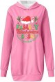 Christmas Women's Printed Long Sleeved Hooded Sweatshirt with Pocket Hoodie Pullover Dress Hoodie Short Sleeve