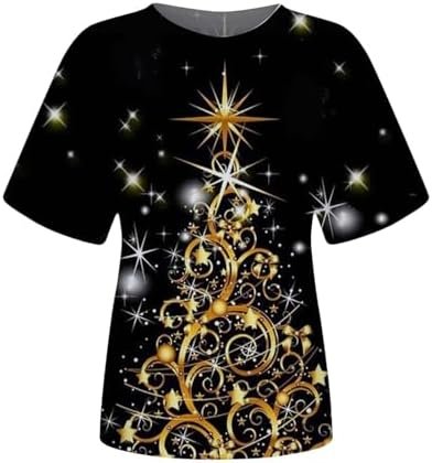 Women's Cute Christmas Printed Round Neck Short Sleeve Tops Short Sleeve T Shirts Plus Size Running Clothes