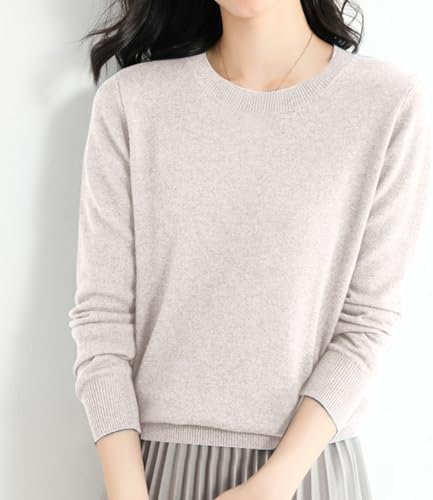 Women's Casual Crew Neck Solid Color Pullover Sweater Fitted Pullover Sweater