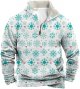 Winter Men's New Christmas Fashion Digital Printed Long Sleeve Stand Half Zip Plus Hoodie Pant Suit Men