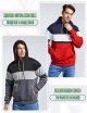 Men's Novelty Color Block Pullover Hoodie Casual Long Sleeve Hooded Sweatshirt