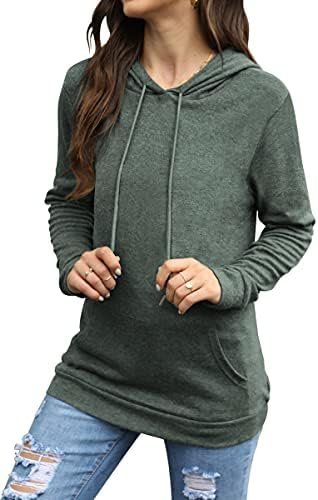 Hoodies for Women Casual Long Sleeve Solid Pullover Tops Loose Sweatshirt with Pocket