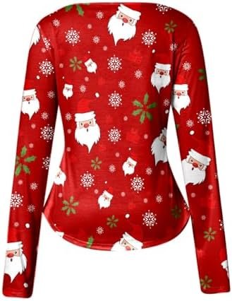 Women's Slim Fit Top Christmas Print Long Sleeved T Shirt Log in