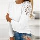 Women's Round Neck Solid Color Hollow Stitching Long Sleeved T Shirt Long Flannel Women